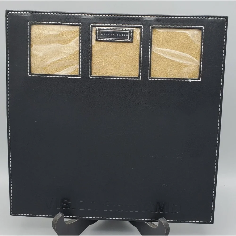Alicia Klein Executive Mousepad Black Faux Leather‎ Embossed AMD Vision Logo AK3